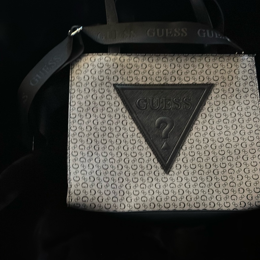 GUESS Black and Cream Logo Tote